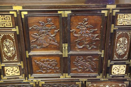 An early 20th century Chinese rosewood cabinet, W.4ft 5.5in.